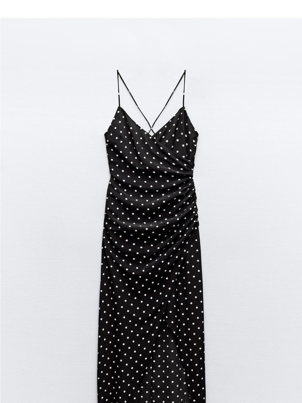 Zara Black and White Polka Dot Strapless Slip Dress